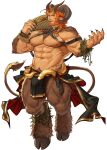 1boy abs animal_ears another_eidos-r azmond_(another_eidos) bara beard biceps body_fur braid brown_fur bulge chest_harness clothes_around_waist curled_horns facial_hair fingernails flute fork full_body goat_boy goat_ears goat_horns goat_tail gomtang harness highres holding holding_instrument horns instrument large_bulge large_pectorals licking_object long_hair looking_at_viewer male_focus male_pubic_hair mature_male monster_boy muscular muscular_male mustache navel nipples non-web_source official_art open_hand orange_hair pectorals pelvic_curtain plant pubic_hair pubic_hair_peek saliva satyr seductive_smile sharp_fingernails single_braid smile snake solo stomach tail_raised thick_eyebrows thick_thighs thighs tongue tongue_out topless_male vines 