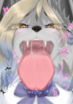  &lt;3 2022 alternate_version_at_source anthro black_nose blush bodily_fluids breaking_the_fourth_wall breath bust_portrait canid canine canis clothed clothing cute_fangs digital_media_(artwork) fangs female female_anthro fur grey_body grey_fur grey_hair hair hi_res japanese_text kemono licking_screen looking_at_viewer mammal mouth_shot multicolored_hair open_mouth portrait saliva saliva_on_tongue school_uniform solo tan_hair text tongue tongue_out translation_request translucent translucent_hair tuberosekotoki two_tone_hair uniform wolf yellow_eyes 