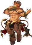  1boy abs animal_ears another_eidos-r azmond_(another_eidos) bara beard biceps body_fur braid brown_fur bulge chest_harness clothes_around_waist curled_horns facial_hair fingernails flute fork full_body goat_boy goat_ears goat_horns goat_tail gomtang harness highres holding holding_instrument horns instrument large_bulge large_pectorals long_hair looking_at_viewer male_focus male_pubic_hair mature_male monster_boy muscular muscular_male music mustache navel nipples non-web_source official_art open_hand orange_hair pectorals pelvic_curtain plant playing_instrument pubic_hair pubic_hair_peek satyr sharp_fingernails single_braid snake solo stomach tail_raised thick_eyebrows thick_thighs thighs topless_male vines 
