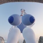  1:1 2022 3d_(artwork) absurd_res anthro areola big_breasts breasts collar detailed_background digital_media_(artwork) female finger_to_mouth generation_2_pokemon genitals hi_res huge_breasts legendary_pokemon looking_at_viewer lugia nintendo nipples nude open_mouth outside pokemon pokemon_(species) pussy reptile rock scalie sky smile solo sticki_bun text thick_thighs video_games wide_hips yugia_(evov1) yuki_(evov1) 