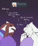  2022 5_fingers alternate_species anthro bovid breasts brown_hair caprine clothed clothing dialogue digital_media_(artwork) duo english_text female fingers frisk_(undertale) fur goat hair long_ears mammal robertge text toriel undertale undertale_(series) video_games white_body white_fur 