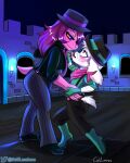  absurd_res anthro bovid caliluminos caprine clothing couple_(disambiguation) dancing deltarune duo female gangster girly goat hi_res invalid_tag male male/female mammal monster ralsei ship suit susie tango tomboy undertale_(series) vehicle video_games watercraft 