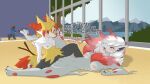  absurd_res anthro being_watched black_body black_fur blonde_hair blush bodily_fluids braixen canid canine canis chest_tuft collaboration daughter dialogue duo female female/female fur generation_6_pokemon genital_fluids genitals grey_body grey_fur hair hi_res highlights_(coloring) hisuian_form hisuian_zoroark incest_(lore) katanakat leg_over_shoulder looking_at_another mammal mother mother_and_child mother_and_daughter nintendo nipples nude parent parent_and_child parent_and_daughter pokeball pokemon pokemon_(species) public public_sex pussy pussy_juice red_body red_eyes red_fur red_hair red_highlights regional_form_(pokemon) sex shaded stick storm_(artist) text tongue tongue_out tribadism tuft vaginal video_games white_body white_fur white_hair wolf yellow_body yellow_fur yellow_sclera 