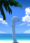  black_eyes canty! cloud commentary_request day from_behind highres no_humans outdoors pokemon pokemon_(creature) sand shore sky solo water wiglett 
