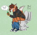 anthro bdsm bondage bound canid canine embarrassed fox frida_rush male mammal pooping toilet_use 