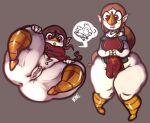  aged_up animal_humanoid anthro anus avian avian_humanoid big_butt bird_feet bound brown_hair butt clothing cucco dress female genitals grey_clothing grey_dress hair hi_res huge_butt humanoid humanoid_pointy_ears leg_grab low-angle_view medli multiple_images nintendo presenting pussy red_eyes rito rito_humanoid solo speech_bubble spread_legs spreading the_legend_of_zelda thebonezonedeluxe thick_thighs thigh_grab video_games wind_waker 