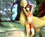  chocobo final_fantasy final_fantasy_xiii forest midriff miniskirt nature oerba_dia_vanille skirt twintails 