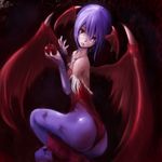  ass capcom demon_girl food fruit goichi hair lilith_aensland pantyhose pink pink_hair succubus vampire vampire_(game) wings 