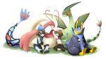  abitu alternate_color closed_eyes empoleon eyes_closed flygon gulpin hug milotic pokemon pokemon_trainer shiny shiny_pokemon sitting 