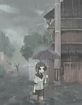  bag bookbag flood rain school_uniform short_hair umbrella water yamaada 