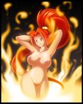  arms_up blazbaros breasts dark_skin din fire_dance nude oracle_of_seasons pointy_ears ponytail pubic_hair red_eyes red_hair the_legend_of_zelda the_legend_of_zelda:_oracle_of_seasons 