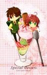  card_captor_sakura chibi child couple dessert food kinomoto_sakura li_syaoran li_xiaolang male male_focus rui spoon 
