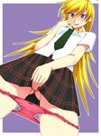  blush covering highres panties panty_&amp;_stocking_with_garterbelt panty_(character) panty_(psg) panty_pull school_uniform smile underwear 