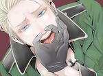  axis_powers_hetalia blonde_hair germany_(hetalia) gloves male sexually_suggestive solo tongue 