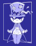  2019 4_fingers :3 anthro bottomless clothed clothing disfigure domestic_cat fangs felid feline felis female flat_chested hat legwear looking_at_viewer makeup mammal monochrome navel necktie pussy standing thigh_highs top_hat vest 