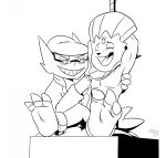  2019 3_toes anthro athletic athletic_anthro athletic_male black_and_white chaos99 claws clothing duo eyes_closed eyewear feathers featureless_chest feet generation_3_pokemon generation_4_pokemon glasses hands_behind_head hat head_feathers headgear headwear hi_res laugh male monochrome nintendo open_mouth open_smile pecs pokemon pokemon_(species) raised_arms restrained restraints sableye scarf sitting smile tail tail_feathers teeth tickle_fetish tickle_torture tickling tickling_armpits toe_claws toes tongue weavile 