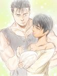  1girl baby berserk casca couple family gats good_end guts hetero highres if_they_mated scar 