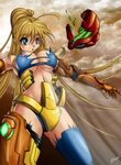  blonde_hair blue_eyes breasts large_breasts metroid power_armor samus_aran solo varia_suit 