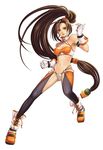  boots brown_hair dfo dungeon_and_fighter dungeon_fighter_online fighter fighter_(dungeon_and_fighter) fingerless_gloves gloves long_hair thighhighs thong very_long_hair 