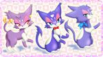  bow bows choroneko cute glasses heart lowres pokemon purrloin ribbon simple_background 