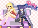  2girls car dress gothic_lolita hummer jeep jewelry lolita_fashion lots_of_jewelry motor_vehicle multiple_girls panty_&amp;_stocking_with_garterbelt panty_(character) panty_(psg) see-through_(jeep) see-through_(psg) sitting smile stocking_(character) stocking_(psg) vehicle 