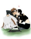  2boys artist_request dog inuzuka_kiba kiss kissing lowres male male_focus multiple_boys naruto naruto_shippuuden sai yaoi 