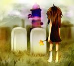  blue_(pokemon) boots brown_hair creepypasta dress flower gastly gravestones haunter leaf_(pokemon) pokemon 