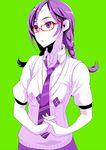  braid glasses necktie original pochi_(pochi-goya) solo sweater_vest twin_braids 