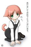  animal_ears blush boy cat_ears cat_tail catboy child crossdress crossdressing dress male male_focus petboy pink_hair shota tail translation_request 