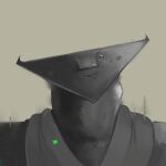 1_eye 2026 accessory accessory_only alien alien_humanoid ambiguous_species bim-parsimony bust_portrait cheek_markings cheek_spots demon demon_humanoid digital_drawing_(artwork) digital_media_(artwork) expressive facial_markings green_sparkles grey_body grey_skin greyscale hammerhead_incubus happy head_horn head_markings headshot_portrait horn horned_humanoid humanoid icon incubus_(bim-parsimony) joyful light lighting looking_at_viewer male markings monochrome mostly_nude mouth_closed nebulous_(bim-parsimony) neck_accessory neckwear neckwear_only not_furry one_eye_visible orange_background portrait scarf scarf_only simple_background smile smiley_face solo square_nose squary_nose triangular_head