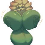  bedroom_eyes big_breasts breasts conker&#039;s_bad_fur_day elemental_creature featureless_breasts female flora_fauna flower flower_creature green_body green_eyes hi_res holding_breast huge_breasts humanoid looking_at_viewer miss_sunflower narrowed_eyes nude plant rareware seductive smile solo undergroundj video_games 