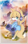  10:16 2022 ahoge anthro barefoot blush blush_stickers chibi clothed clothing countershading cute_fangs digital_media_(artwork) dipstick_tail disc_jockey domestic_cat dress feet felid feline felis female female_anthro fur green_eyes hair happy headphones hi_res holding_object kemono long_hair looking_at_viewer mammal markings multicolored_body multicolored_fur multicolored_tail one_eye_closed open_mouth open_smile smile solo tail_markings text turntable_(decks) two_tone_body two_tone_fur two_tone_tail uki0x0 whiskers white_body white_fur white_tail_tip wink yellow_body yellow_fur 