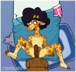  abs afro animal_genitalia animal_penis anthro bed bedroom black_hair blush border brown_body clothes_on_floor detailed_background duo equine_penis feet fingers first_person_view floppyears frottage furniture genitals giraffe giraffid giraffo_(mrgiraffo) girly hair hand_on_leg hand_on_thigh hooved_fingers hooves horn imminent_anal imminent_sex looking_away male male/male mammal mrgiraffo nude ossicone penis piercing rug sex shy small_penis spots spotted_body white_border yellow_body 