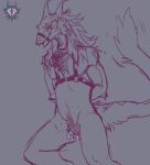  anthro bdsm blush bodily_fluids collar female genital_fluids hi_res licking licking_lips pussy_juice ruttingstrap sergal solo tongue tongue_out 