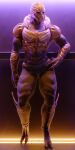  3d_(artwork) alien bodypaint bottomwear clothed clothing digital_media_(artwork) face_paint hand_on_hip hi_res kagekave looking_at_viewer male mass_effect muscular muscular_male pants pants_only solo standing topless turian video_games 