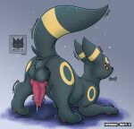  absurd_res animal_genitalia animal_penis balls black_body butt canine_penis eeveelution feral generation_2_pokemon genitals hi_res male mel21-12 nintendo penis pokemon pokemon_(species) presenting solo umbreon video_games 