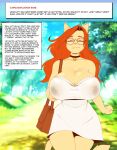  anthro areola big_breasts breasts cleavage clothed clothing domestic_cat dress english_text eyewear felid feline felis female galacticmichi glasses huge_breasts katrina_fowler mammal smile solo text 