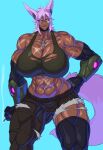  abs absurd_res animal_humanoid biceps big_breasts big_muscles bottomwear breasts brown_body brown_skin canid canid_humanoid canine canine_humanoid cigarette cleavage clothed clothing crop_top cybernetics dantera_rina dark_body dark_skin dog_tags facial_scar female gloves hair hand_on_hip handwear hi_res huge_breasts humanoid hutago inner_ear_fluff legwear machine mammal mammal_humanoid muscular muscular_female navel navel_piercing open_mouth pants piercing pink_eyes pink_hair quads scar shirt solo teeth thick_thighs thigh_highs topwear torn_bottomwear torn_clothing torn_pants tuft wolf_humanoid 