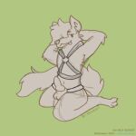  ambiguous_gender animal_genitalia anthro canid canine canis coyote genitals harness hi_res kinktober knot mammal pinup pose raccinheat sheath sketch solo 