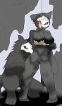  absurd_res anthro big_breasts breasts canid canine changed_(video_game) dragon1900 duo female hi_res huge_breasts humanoid lin_(changed) male mammal puro_(changed) standing transformation 