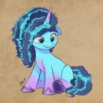  afro artharuhi blue_body blue_eyes blue_fur blue_hair blue_tail ears_down equid equine eyebrows female feral freckles fur hair hasbro hi_res hooves horn looking_down mammal misty_(g5) mlp_g5 multicolored_hair my_little_pony pivoted_ears shy signature sitting solo two_tone_hair two_tone_tail unicorn unicorn_horn 