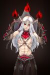  1boy abs absurdres blood_elf_(warcraft) chain gauntlets gloves highres holding holding_chain kael&#039;thas_sunstrider long_hair male_focus menhou red_eyes skirt warcraft white_hair world_of_warcraft 