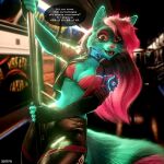  1:1 3d_(artwork) anthro canid canine claws clothed clothing digital_media_(artwork) english_text female fox fur hair hi_res looking_at_viewer mammal smile solo text zorryn 