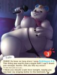  2022 3:4 4_fingers aeonspassed animal_crossing anthro areola black_nose breasts butt clothing dialogue digital_media_(artwork) english_text eyebrows female fingers fur furniture hair hi_res holding_microphone holding_object mammal microphone nintendo nipples sofa solo text tutu_(animal_crossing) ursid video_games 