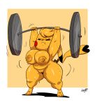  &lt;3_tail 2021 anthro anthrofied areola barbell belly big_breasts bodily_fluids breasts chubby_anthro chubby_female cleft_tail cosplay_pikachu_(character) digital_media_(artwork) dipstick_ears dipstick_tail exercise eyes_closed female generation_1_pokemon genitals hi_res huge_breasts huge_thighs joaoppereiraus kanna_(joaoppereiraus) markings midriff multicolored_ears multicolored_tail muscular_thighs nintendo nipples nude pikachu pokemon pokemon_(species) pokemorph pussy short_stack signature slightly_chubby solo squish sweat tail_markings thick_thighs thigh_squish video_games weightlifting wide_hips workout 