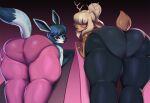  anthro antlers big_butt bottomwear butt butt_focus cervid clothing duo eeveelution exercise female generation_4_pokemon glaceon hair hair_over_eyes horn huge_butt lips lipstick looking_at_viewer looking_back makeup mammal nintendo pants panty_lines pokemon pokemon_(species) presenting presenting_hindquarters rear_view thick_thighs tight_bottomwear tight_clothing tight_pants vicioustyrant video_games yoga yoga_mat yoga_pants 