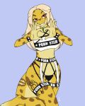  4:5 anthro biped clothing female furball_(artist) gecko gesture hand_heart hi_res lizard meme meme_clothing pornstar_(meme) reptile scales scalie solo spots spotted_body yellow_body yellow_scales 