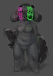  absurd_res ambiguous_gender anthro digital_media_(artwork) female hi_res humanoid looking_at_viewer model_sheet nintendo nintendo_switch nippleless short_stack slightly_chubby smile switch_dog thick_thighs thrashthrash video_games 