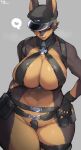  &lt;3 anthro big_breasts breasts brown_body brown_fur canid canine canis clothed clothing cross curvy_figure dobermann domestic_dog engrid female fur gloves handwear hat headgear headwear hi_res iron_cross leather leather_clothing mammal nazi pinscher skimpy solo suurin_2 wide_hips 