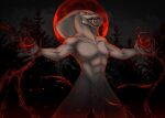  abs absurd_res anthro biceps blood blood_magic blood_moon bodily_fluids fake_tacu forest forest_background grin hi_res looking_at_viewer magic magic_user male moon mor_(character) muscular muscular_anthro muscular_male nature nature_background night nipples open_mouth outside pecs plant reptile sadistic_smile scalie sky smile snake snake_hood solo tree 